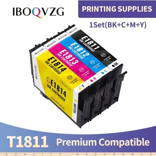 IBOQVZG T1811 Compatible Epson T1812 T1813 T1814 New Ink Cartridge for Epson Printer XP-225XP-322 XP-325 XP-422 XP-425 XP-212