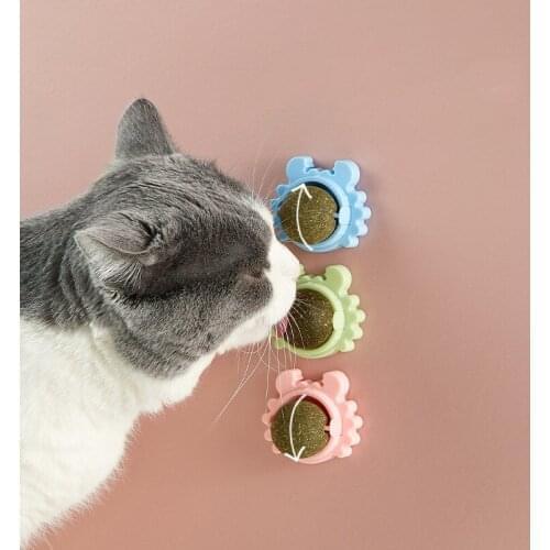 Pet Cat Toy Catnip Ball Rotating Ball Molar Teeth Happy Interactive Cat Toy Tooth Cleaning Posted to Wall