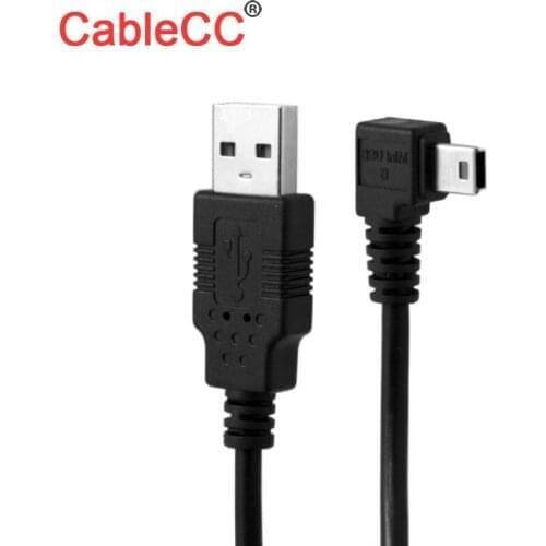 CableCC Mini USB B Type 5pin Male Right Angled 90 Degree to USB 2.0 Male Data Cable with Ferrite 3.0m