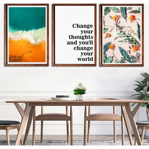 SVITY Mountains Sea Landscape Life Quote Canvas Art Posters Painting Nordic Wall Picture for Room Decor No Frame FA719