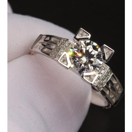 10K Au417 White Gold Women Wedding Party Engagement Ring 1 2 3 Carat Round Moissanite Diamond Ring Classic Trendy Elegant
