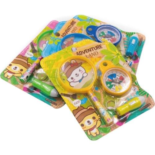 Magnifying Glasses Compass Flashlight Set Toy For Kids Outdoor Explor Indoor Toy Y4QA