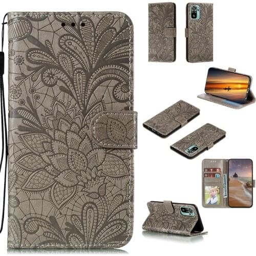 Lace Flower Embossed Pu Leather Phone Case for Xiaomi Redmi Note10 Card Slot Wallet Photo Frame Kickstand Back Cover