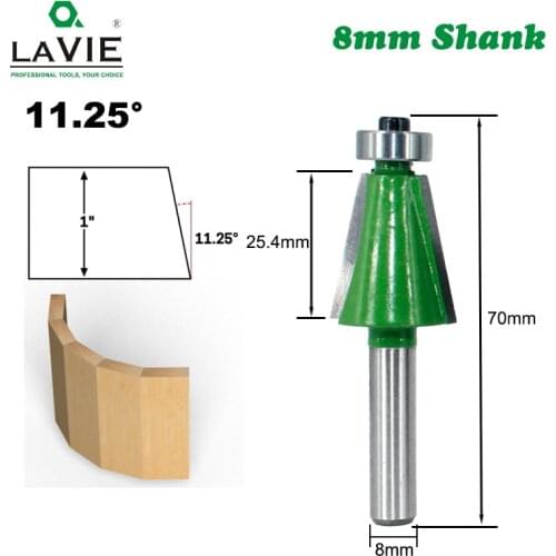 LAVIE 1pc 8mm Shank Chamfer Router Bit 11.25 Degree Bevel Edging Milling Cutter for Wood Woodorking Machine Tools MC02110-11.25