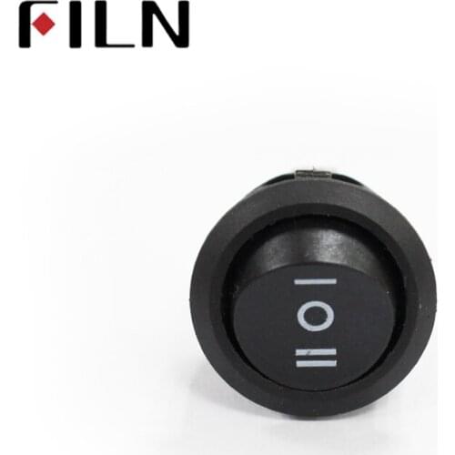 FILN hot selling KCD1 wholesale 250v mini circular on-off-on rocker switch with 3 pins