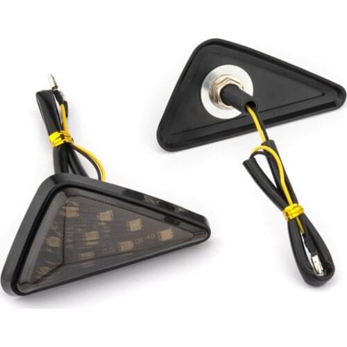 Motorcycle LED Turning Signals Light 2Pcs Smoke Triangle Flush Mount Waterproof Motorcycle Turn Signal Blinker Flashing Lights