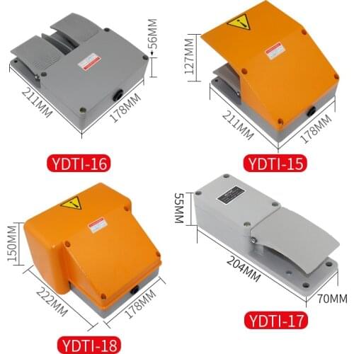 Foot switch YDT1-18/15/16/17 /20 double double pedal switch silver point aluminum shell bending and shearing machine