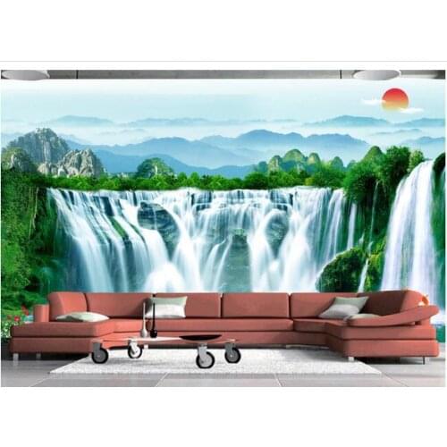 Custom 3d wallpaper 3d wall mural wallpaper traditional Chinese painting landscape waterfalls running water generative wallpaper