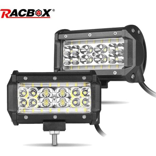 Racbox 5 inch quad row 80W LED Work Light 6000K White Combo beam Off Road Driving Light 4x4 Truck Motorcycle SUV UTV ATV 12V 24V