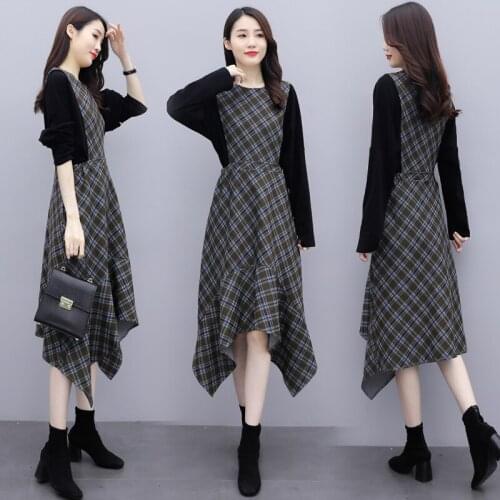 Plus size plaid Dress set fashion elegant 2 piece set Business Party Retro survetement femme 2 piece