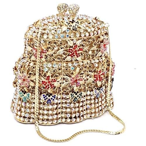 Luxury Bridal wedding party purses elegant purses women evening party fashion purses diamonds windbell crystal clutches