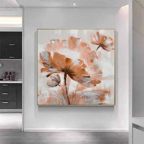 Hand-painted oil painting modern abstract flowers nordic dandelion canvas painting home decoration painting living room wall art