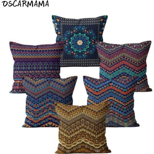 Scandinavian Boho Morocco African Navy Blue Peacock Cushion Cover Relleno Cojin 40 45 50 Chair Throw Pillow Case Home Decoration