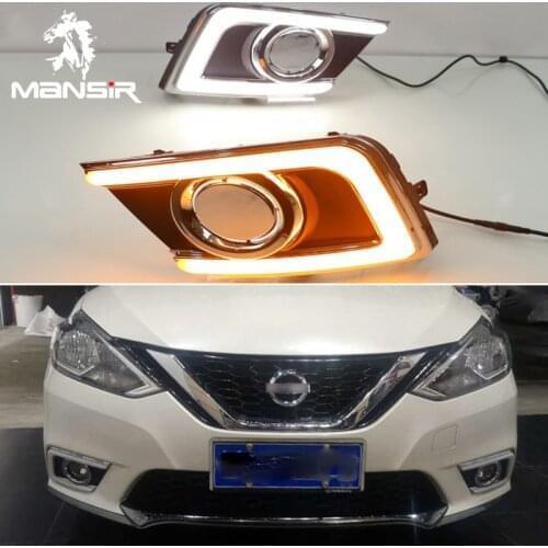 LED Daytime Running Light For Nissan Sentra B17 2016 2017 2018 2019 Yellow Turn Signal 12V Car Headlight DRL Fog Lamp Daylights