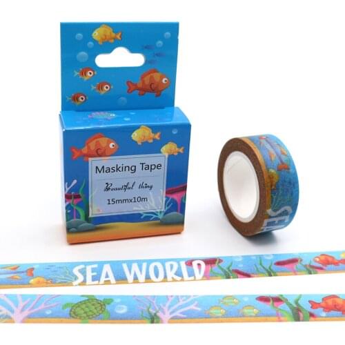 15mm*10m Box Package Underwater World Washi Tape Excellent Quality Colorful Paper Masking Tape DIY Decorative Tapes