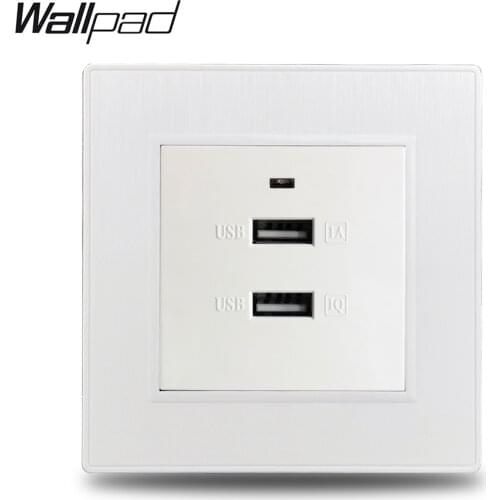 Wallpad S6 3A Fast Charging USB Socket For Huawei Samsung White Brushed PC Plastic Panel Frame