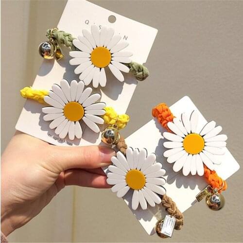 Daisy Scrunchies Women Elastic Hair Ties Bands Girl Headwear Cute Flower Ponytail Holder Hair Accessories Hair Ropes Weave Bands