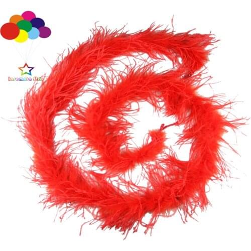 1pcs Luxury Ostrich Feather Boa 2 meter Long red High Quality for diy Fluffy Costume Dress mask headdress