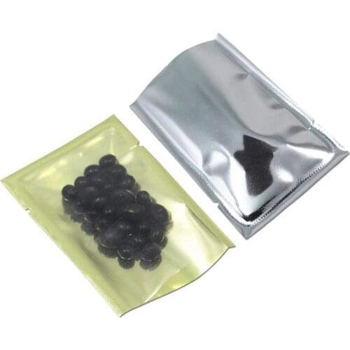 1000Pcs Clear Plastic Gold Silver Mylar Foil Flat Top Tear Notch Package Bag Recyclable Heat Seal Jewelry Snacks Storage Bag