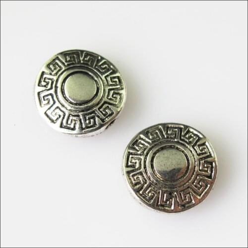 25 New Round Flower Charms Tibetan Silver Tone Spacer Beads 10mm