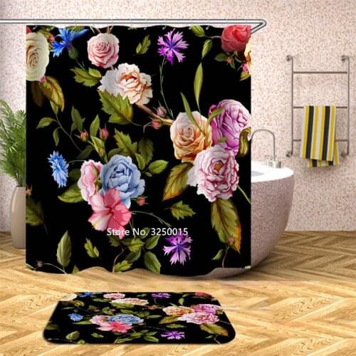 3D Digital Print Pastoral Flower Couples Pink Flamingos Christmas Decoration Waterproof Shower Curtain Gifts for Boys and Girls