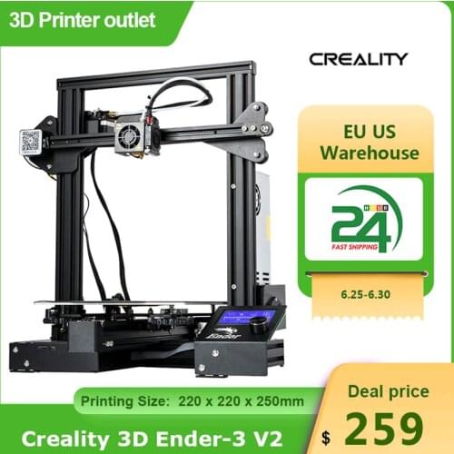 Creality 3D Ender-3 V2 3D Printer Kit All-Metal Integrated Structure Silent Mainboard New UI Display Screen Resume Printing