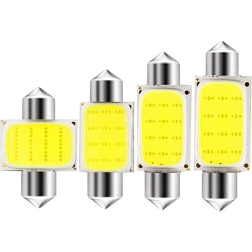 50Pcs Festoon 31mm 36mm 39mm 41mm C5W C10W 12 Chips COB LED Bulb Car Map Roof Lamp Auto Reading Dome Lights Xenon White DC 12V