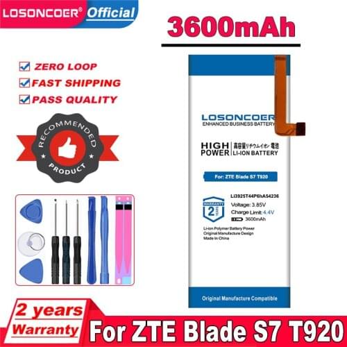 LOSONCOER Li3925T44p6hA54236 3600mAh Battery For ZTE Blade S7 T920 Phone Battery