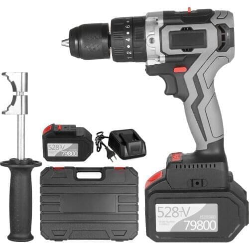 Cordless Electric Screwdriver 21V 6.0A Battery Max Torque 200N.m 1/2 Inch Keyless Chuck Impact Hammer Drill Screwdriver With Box