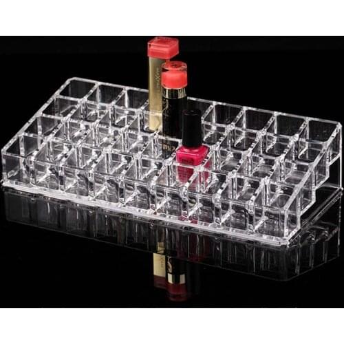 Acrylic Makeup Organizer Toiletry Storage Case Cosmetics Display Case 36 Slot Lipstick Holder for Lip Moisturizer Nail Polish