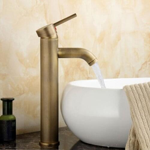 Free shipping antique basin faucets bronze bathroom tap brass faucet single handle hot and cold water faucet GZ-7027