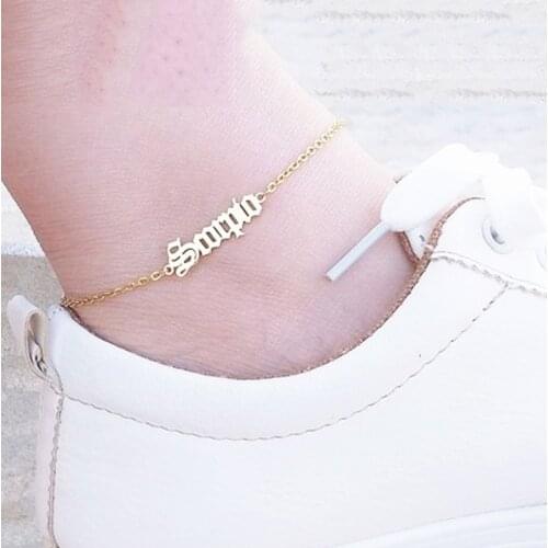12 Constellation Jewelry Zodiac Anklets Stainless Steel Gold Initial Anklet Bracelet for Women Letter Virgo Foot Jewelry Boho