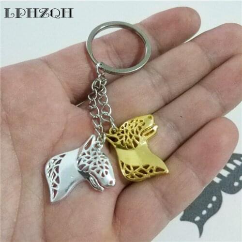 LPHZQH Fashion English Bull Terrier Dog Key Chain Women Handbag Pendant Charm Accessories Trendy Car Key Ring Jewelery Steampunk