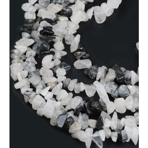 HGKLBB Gravel shape Natural Stone Rutilated Quartz Irregular Chips Beads for Jewelry Making 86cm strand Diy Bracelets Decoration