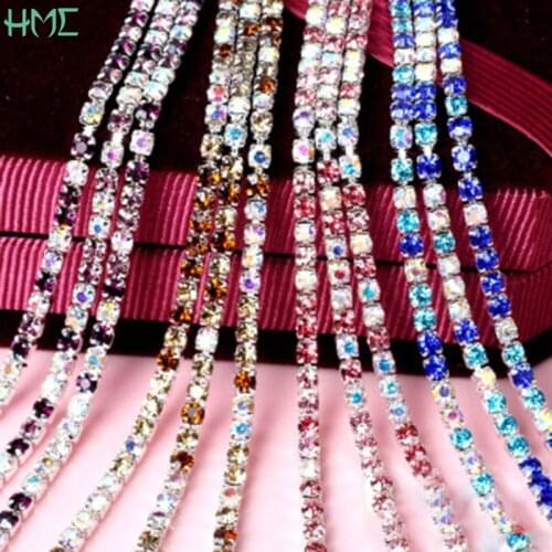 High Density Silver Base Claw Crystal Rhinestone Chain For Jewelry Making DIY Craft Sewing Clothes Wedding Party Decoration