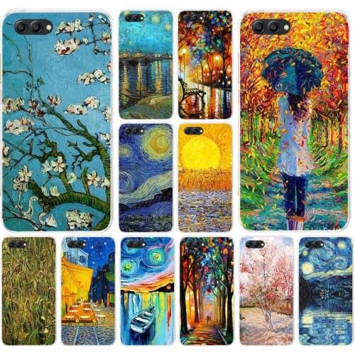 020FG Van Gogh Starry Sky Soft Silicone Tpu Cover Case for Honor 9 10 huawei p10 lite y6 prime 2018 mate 10 lite play p smart
