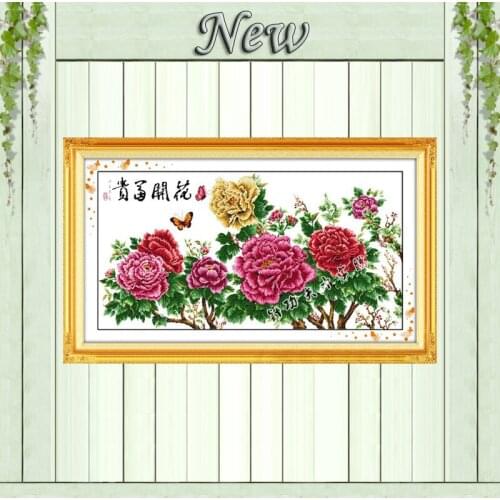 Blooming flower butterfly home decor painting counted print on canvas DMC 11CT 14CT Cross Stitch kits embroidery needlework Sets