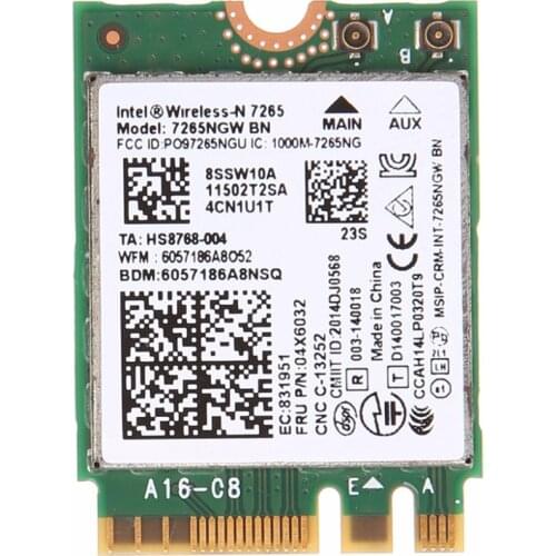 For Intel Wireless-N 7265 7265NGW BN Dual Band 2x2 Wi-Fi Bluetooth 4.0 WiFi Card for Lenovo ThinkPad Wireless card C26