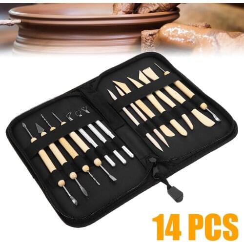 14/30Pcs Clay Sculpting Tool Pottery Wood Sculpting Tools Clay Pottery Ceramic Art Craft Wood Handle Modeling Clay Tools