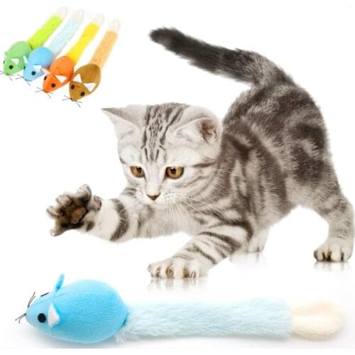 Long Tail Simulation Fake Mouse with Catnip Interactive Toy Gift Cat Scratch Bite Resistance Safety Plush Little Trainning Mouse