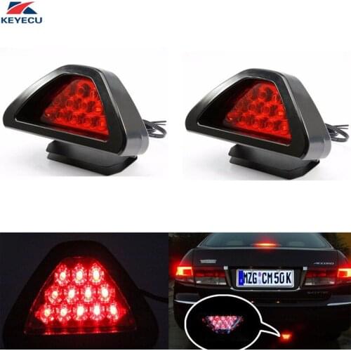 KEYECU 2 Pack F1 Style Auto Car ATV SUV 12V Red LED Stop Fog Tail Brake Light Lamp