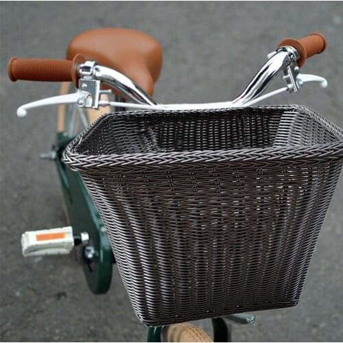 Front handle bicycle basket Manually woven bicycle basket wicker blue is suitable for adultand children bicycle baskets