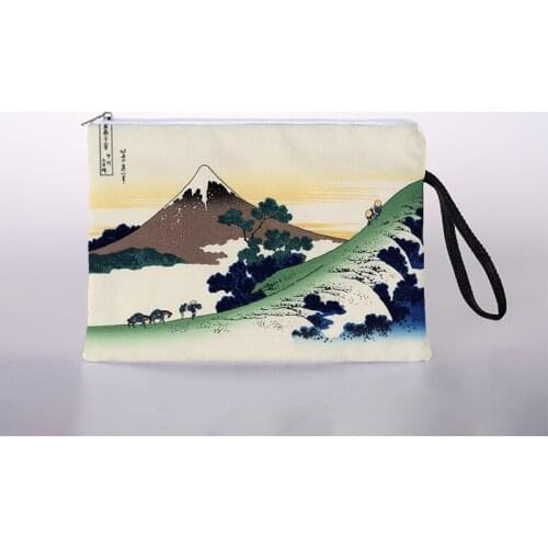 Japanese style ukiyoe print cosmetic bag lady makeup storage bag color travel storage bag