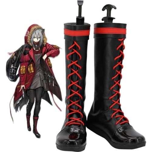 Arknights Projekt Red Cosplay Boots Black Leather Shoes Custom Made for Unisex