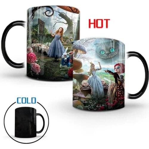350ml Cartoon Alice in Wonderland Magic Coffee Cup Creative Color Changing Cup Tea Milk Ceramic Cup The Best Gift for Children