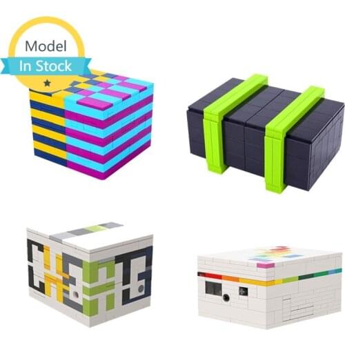 MOC Third-order Twisting Multicolor Box Magic Bookcase Building Block Model Splicing Cube Candy Automatic Vending Brick Toy