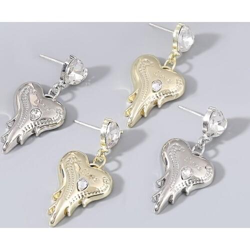 Fashion Metal Acrylic Heart-shaped Earrings Womens Popular Exaggerated Dangle Earrings Party Accessories