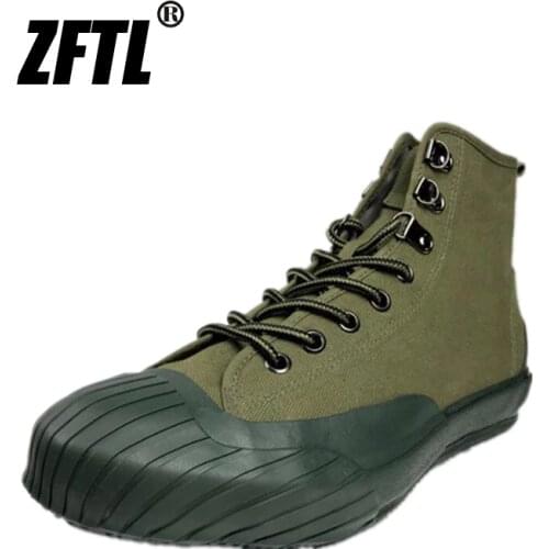 ZFTL Vulcanized shoes mens Cavans High top canvas shoes Retro Tooling male Sneakers vintage lace-up casual shoes ArmyGreen