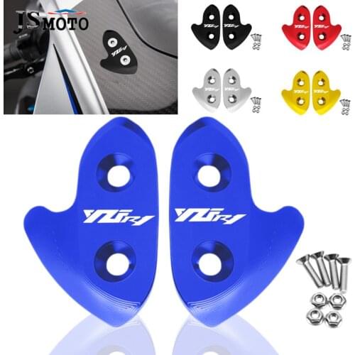 NEW CNC Aluminum Mirror Hole Cover Motorcycle Windscreen Driven Mirror Eliminators Cap For Yamaha YZF-R1 YZFR1 2015 2016 2017