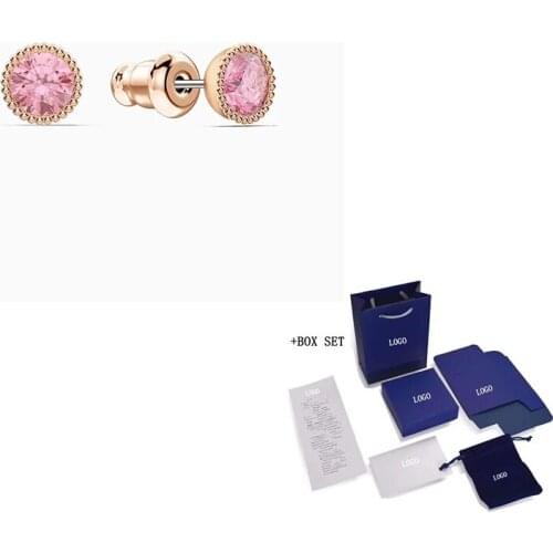 New TOGETHERNESS Round Pierced Earrings Rose Gold Exquisite Pink Round Decoration Female Romantic Jewelry Gift